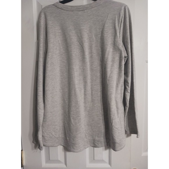 NWT Women's Liz Claiborne Gray Light Sweatshirt Top Blouse Size L Lt. Grey Hthr - Picture 5 of 5